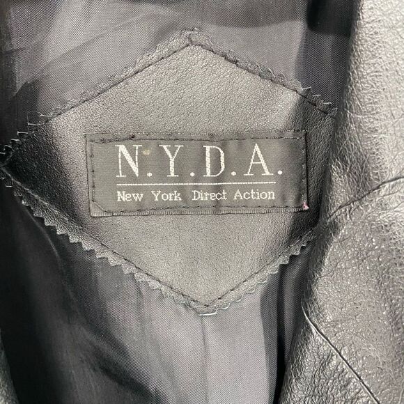 N.Y.D.A. New York Direct Action Vintage Y2K 100% Leather Coat Black Small - Picture 2 of 12